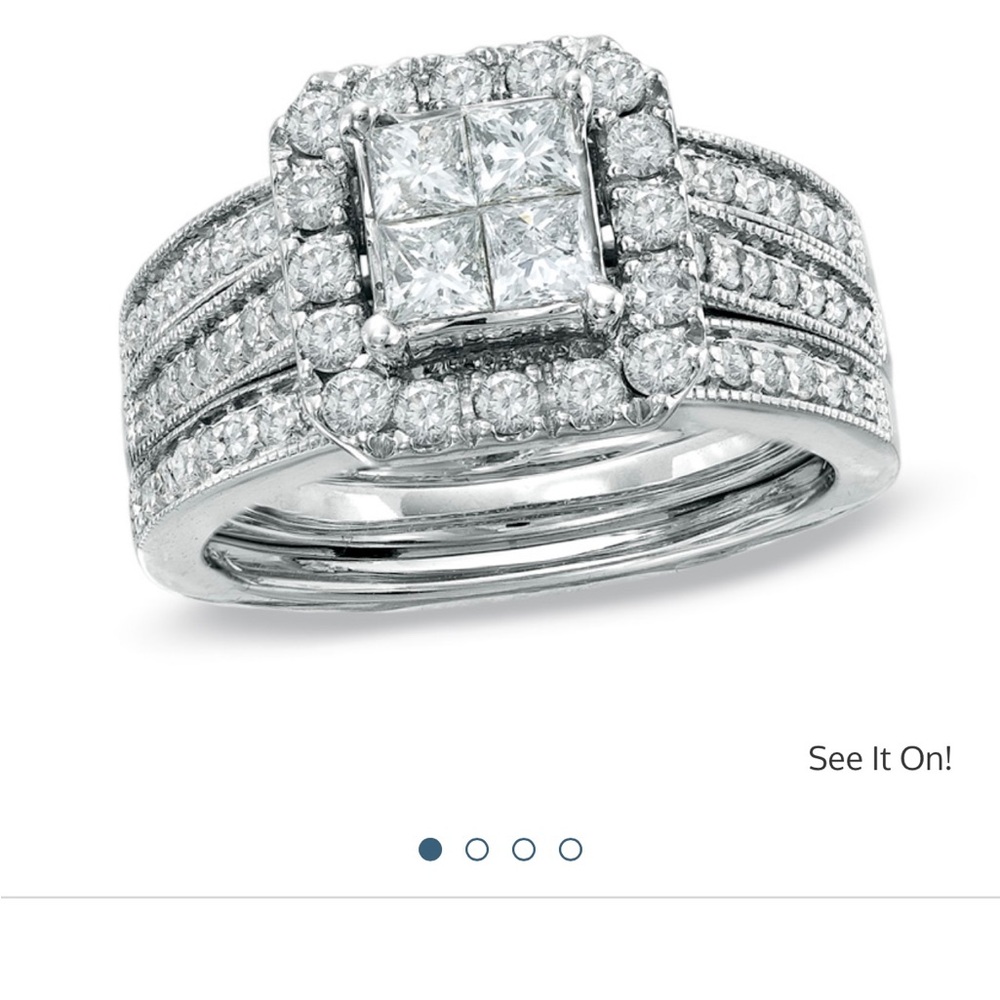 1.5 white gold composite diamonds bridal set.